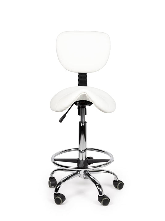 Zadelkruk met rugleuning en voetring • Wit • Standaard