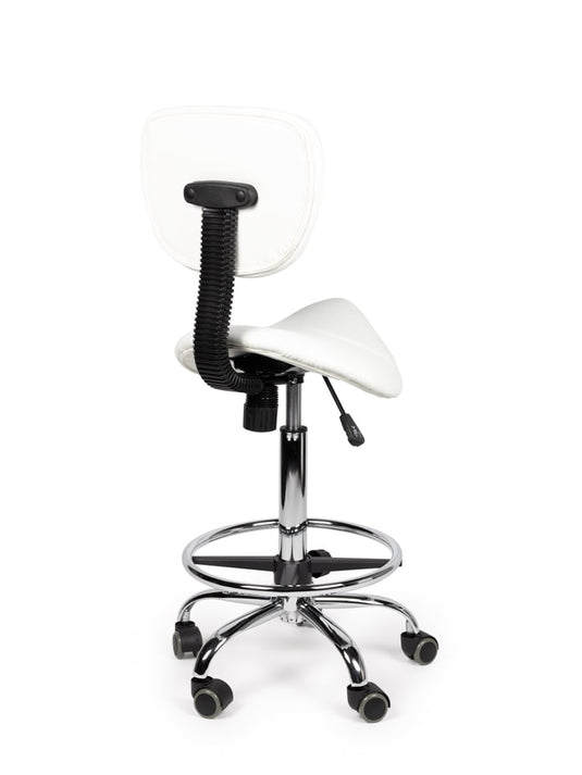 Zadelkruk met rugleuning en voetring • Wit • Standaard