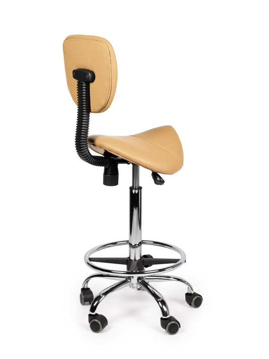 Zadelkruk met rugleuning en voetring • Beige • Hoog