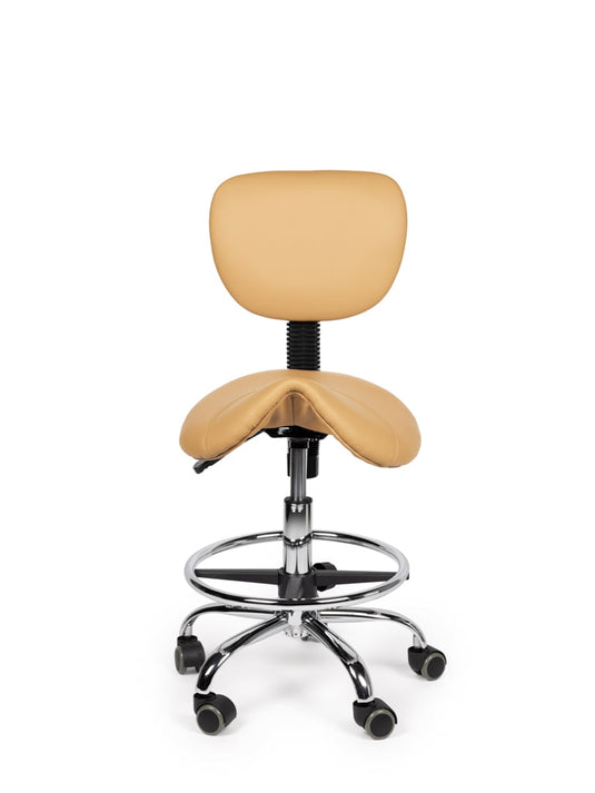 Zadelkruk met rugleuning en voetring • Beige • Laag/Standaard/Hoog