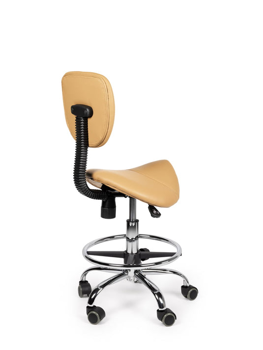 Zadelkruk met rugleuning en voetring • Beige • Laag