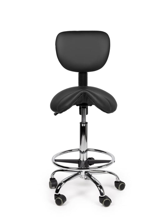 Zadelkruk met rugleuning en voetring • Zwart • Standaard