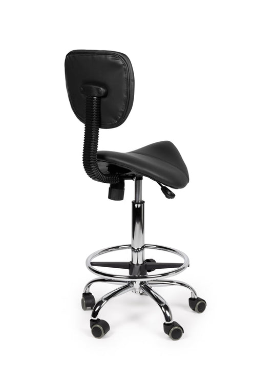 Zadelkruk met rugleuning en voetring • Zwart • Standaard