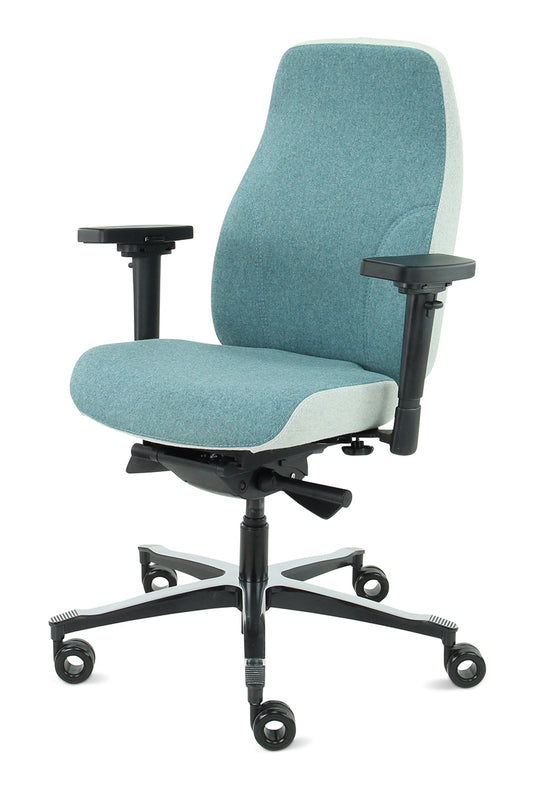 Bureaustoel Firenze • Azuur/Asgrijs • Zonder hoofdsteun