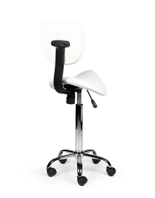 Zadelkruk met rugleuning en voetring • Wit • Hoog
