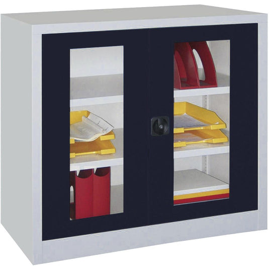 Metalen materiaalkast met kijkvensters • Antraciet