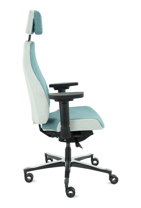 Bureaustoel Firenze • Azuur/Asgrijs • Met hoofdsteun