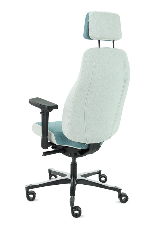 Bureaustoel Firenze • Azuur/Asgrijs • Met hoofdsteun