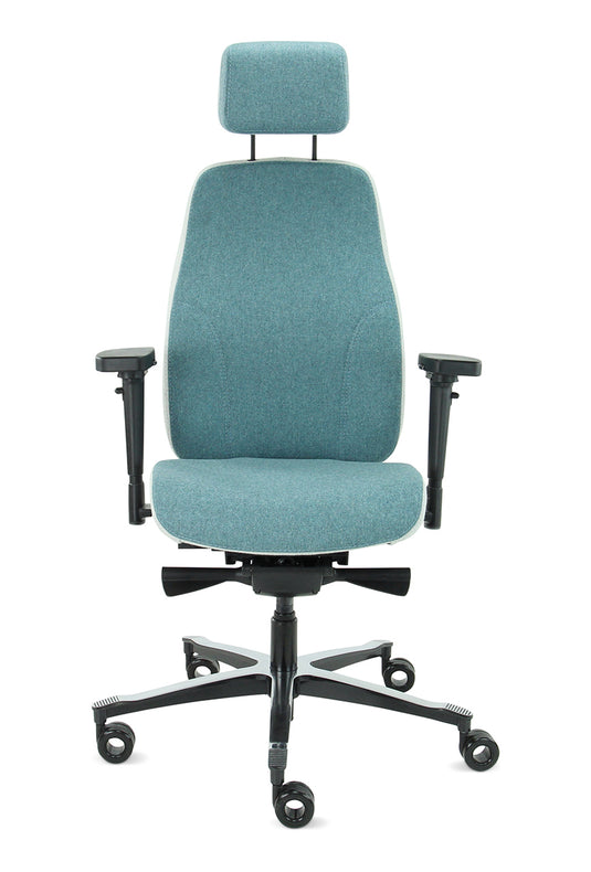 Bureaustoel Firenze • Azuur/Asgrijs • Met hoofdsteun