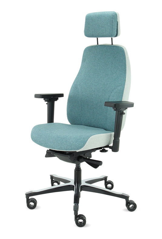 Bureaustoel Firenze • Azuur/Asgrijs • Met hoofdsteun