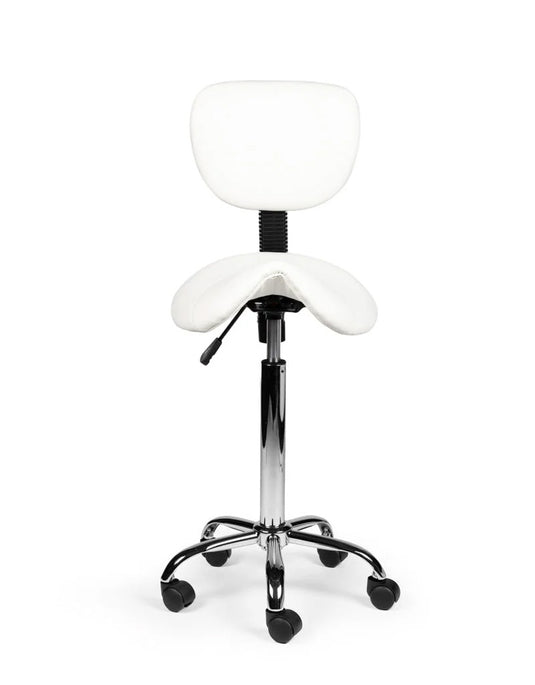 Zadelkruk met rugleuning en voetring • Wit • Hoog