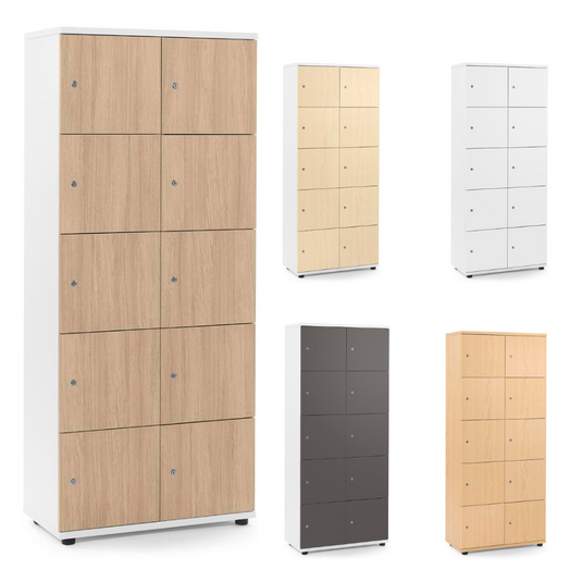 Lockers • Office Line • 2x5 vakken boven elkaar • Cilinderslot