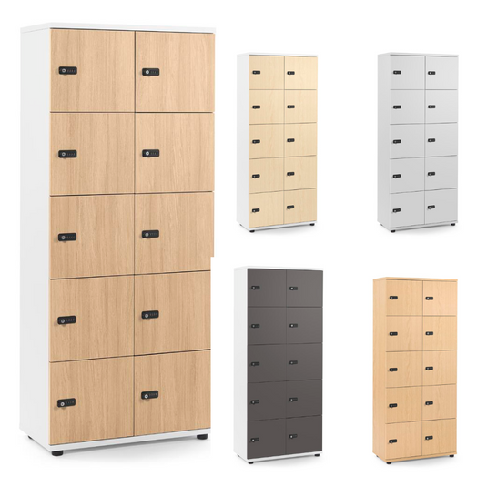 Lockers • Office Line • 2x5 vakken boven elkaar • Mechanisch cijferslot