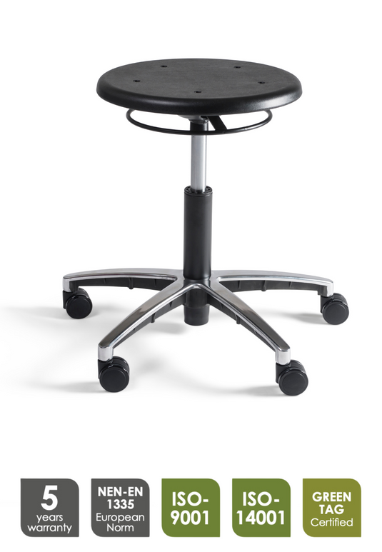 Werkkruk Stool 20 | Laag - PU Zitting - Aluminium onderstel - Wielen