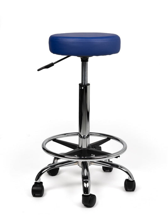 Tabouret met voetring • Blauw • Hoog