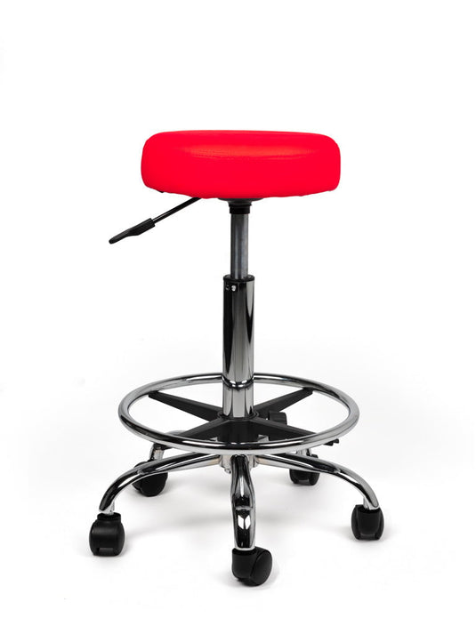 Tabouret met voetring • Rood • Standaard