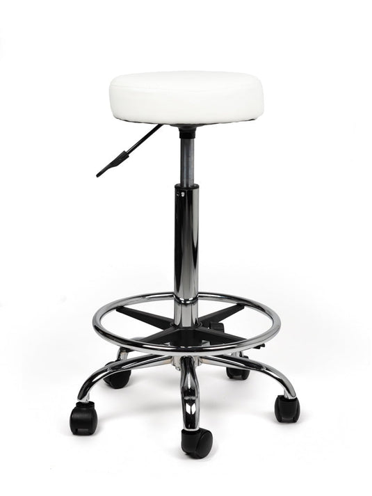 Tabouret met voetring • Wit • Hoog