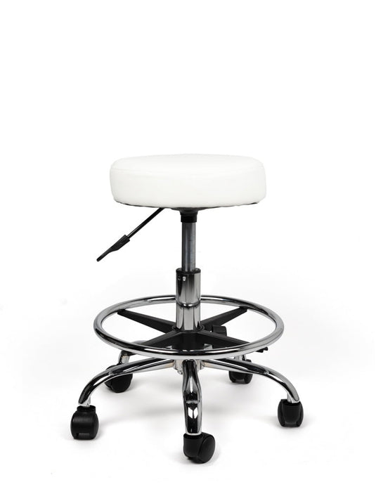 Tabouret met voetring • Wit • Laag