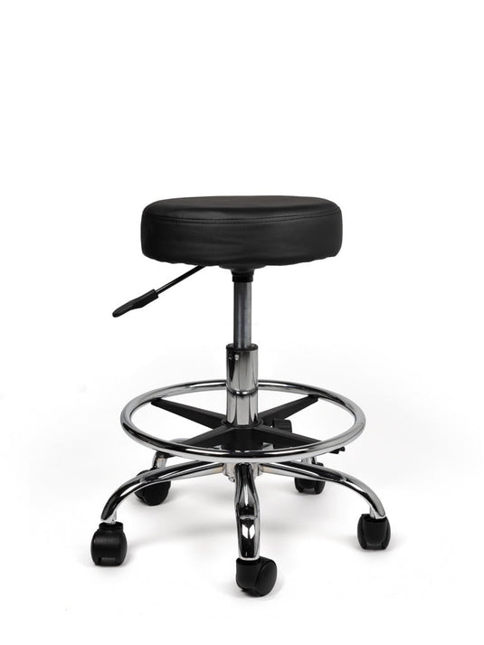 Tabouret met voetring • Zwart • Laag