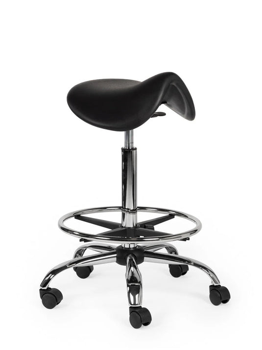 Werkplaatskruk met voetring • Zwart • Laag/Standaard/Hoog