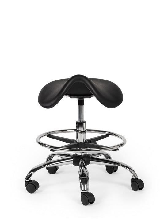 Werkplaatskruk met voetring • Zwart • Laag/Standaard/Hoog