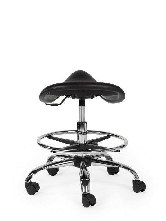 Werkplaatskruk met voetring • Zwart • Laag/Standaard/Hoog