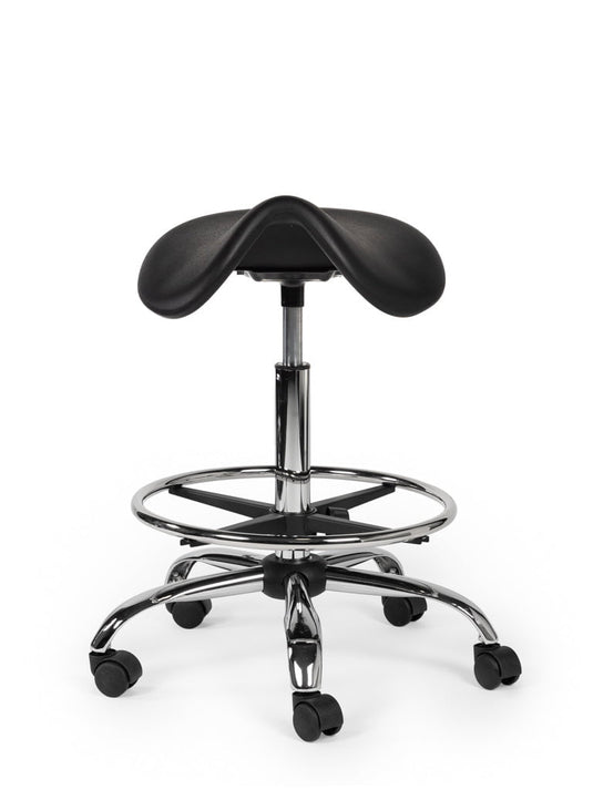 Werkplaatskruk met voetring • Zwart • Standaard