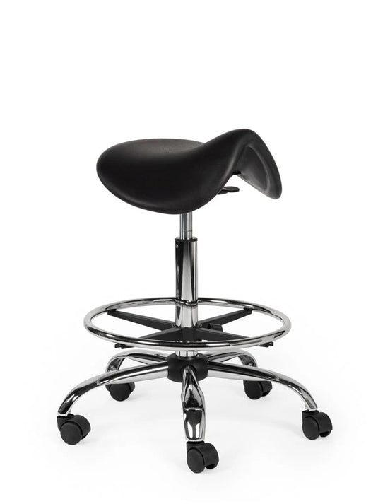 Werkplaatskruk met voetring • Zwart • Laag/Standaard/Hoog
