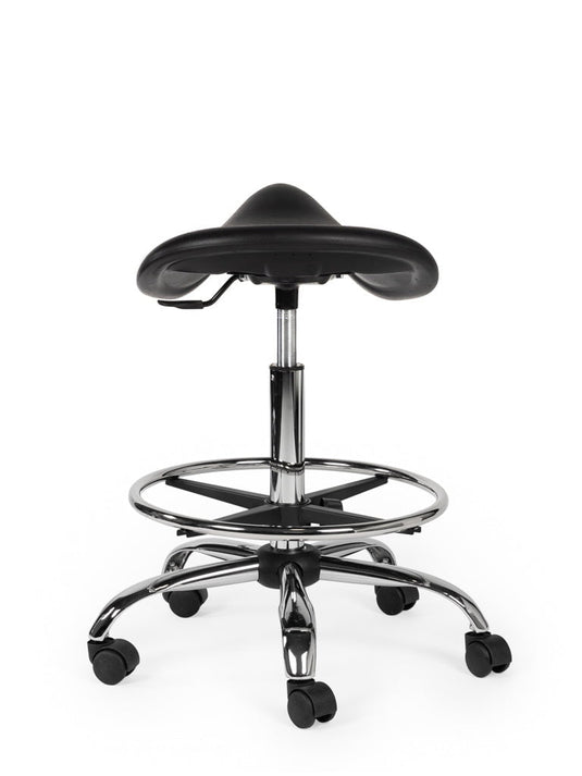 Werkplaatskruk met voetring • Zwart • Standaard