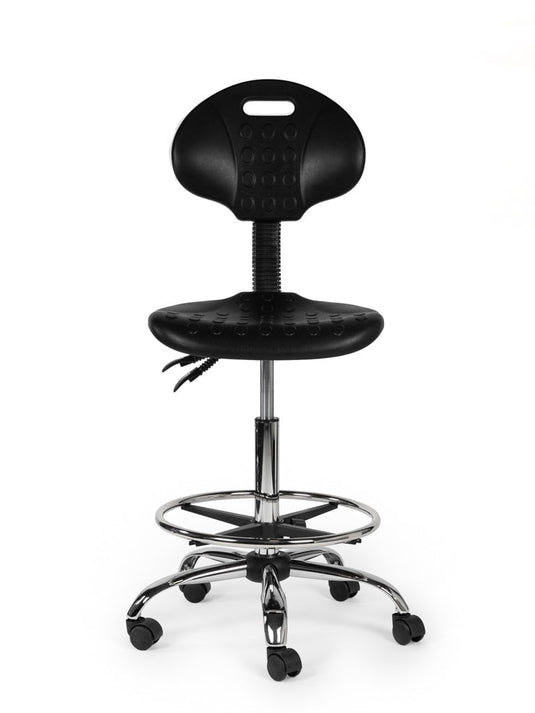 Werkplaatsstoel met voetring • Zwart • Standaard