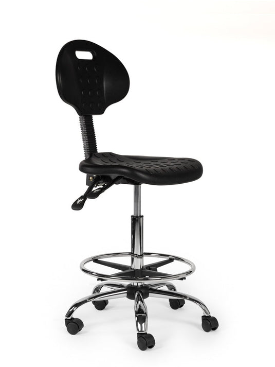 Werkplaatsstoel met voetring • Zwart • Standaard