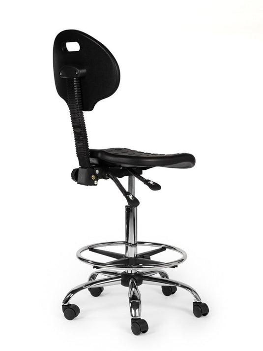 Werkplaatsstoel met voetring • Zwart • Standaard