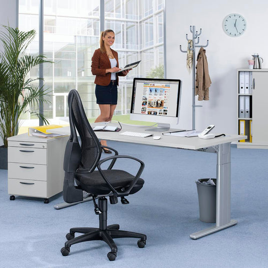 Bureau Comfort M MULTI MODUL • Lichtgrijs • Aluzilver