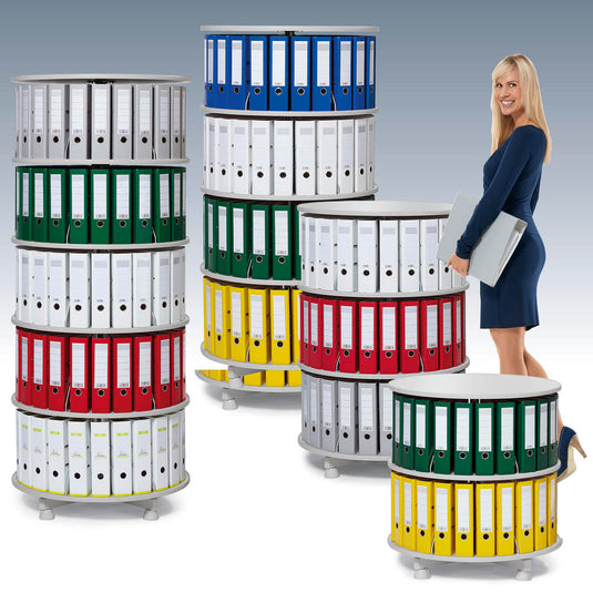 Ordnerzuil Ø 800 mm • individueel  draaibare schappen