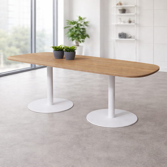 Vergadertafel Stella • Deens ovaal • Wit onderstel