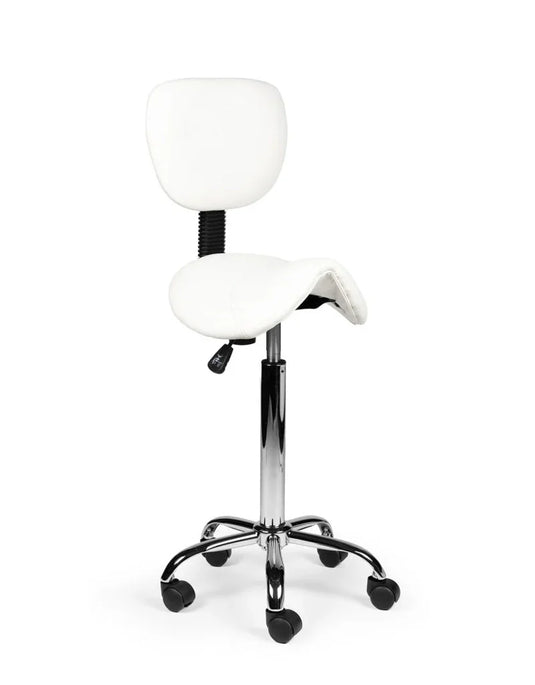 Zadelkruk met rugleuning en voetring • Wit • Laag/Standaard/Hoog