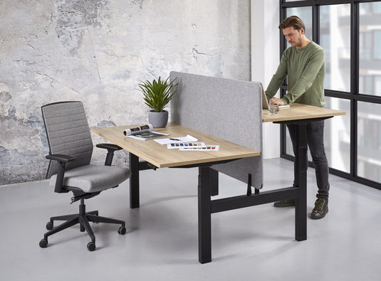 Zista | Zit/sta duo Business • Elektrisch verstelbaar • Zwart onderstel