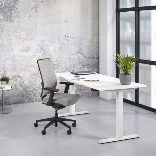Zista | Zit-sta bureau elektrisch • Premium • Wit onderstel