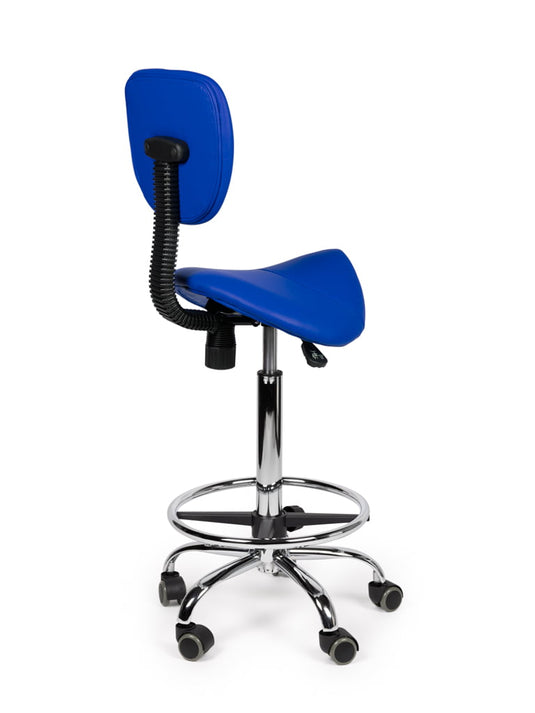 Zadelkruk met rugleuning en voetring • Blauw • Hoog