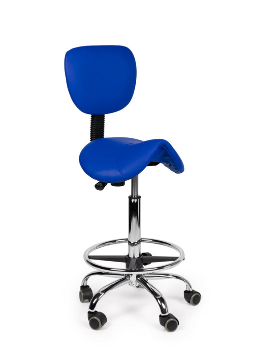 Zadelkruk met rugleuning en voetring • Blauw • Standaard