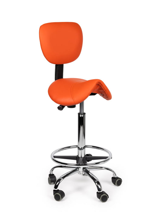 Zadelkruk met rugleuning en voetring • Oranje • Hoog