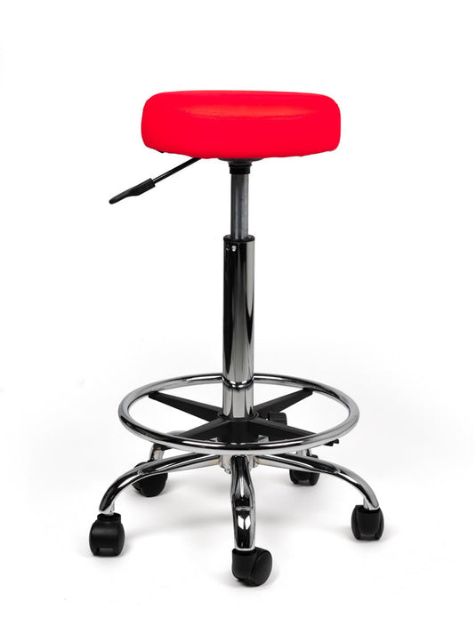 Tabouret met voetring • Rood • Hoog