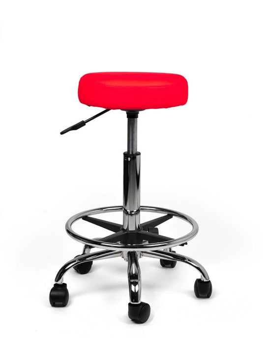 Tabouret met voetring • Rood • Laag/Standaard/Hoog