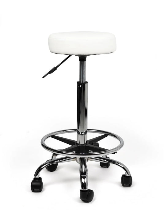 Tabouret met voetring • Wit • Laag/Standaard/Hoog
