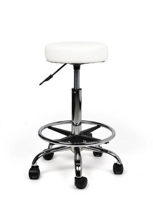 Tabouret met voetring • Wit • Laag/Standaard/Hoog